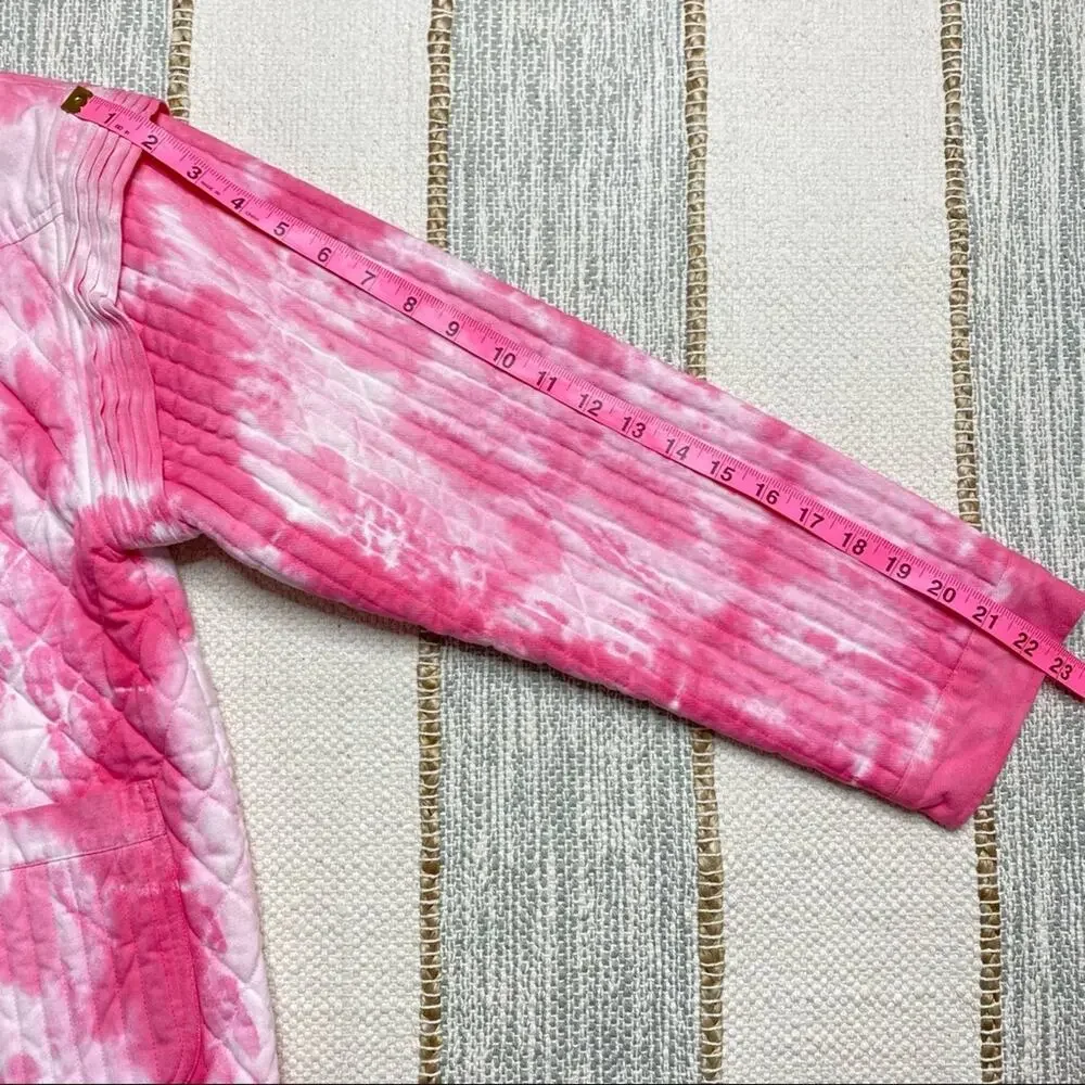 LoveShackFancy Adelade Hibiscus Hand Dye Pink Oversized Quilted Jacket Medium - Picture 12 of 15